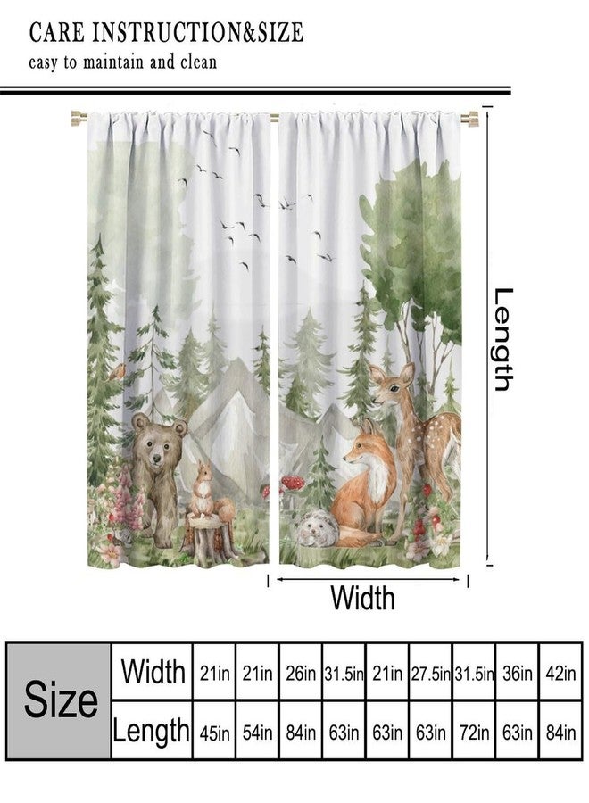 AAVEUP Rustic Nursery Woodland Animals Curtains,Cartoon Cute Wildlife Country Safari Bear Deer Plant Windows Treatments Rod Pocket Drapes for Baby Kids Living Room Bedroom 42x45in（No Blackout） - Image 3